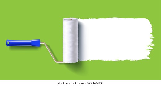 white color trail of the roller brush on colorful background for headers, banners and advertising