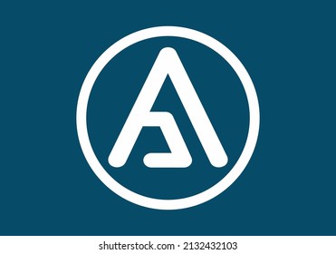 White color of unique A initial letter in circle design