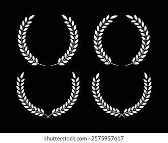 White color Vector laurel wreath set design