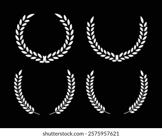 White color Vector laurel wreath set design