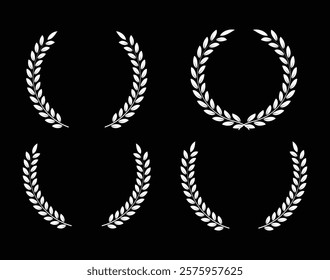 White color Vector laurel wreath set design