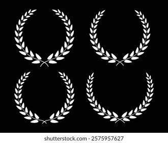 White color Vector laurel wreath set design
