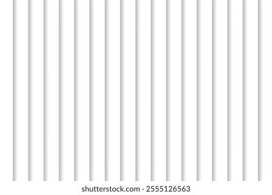 White color vertical papercut stripes pattern background. 3d carving paper art vector illustration.