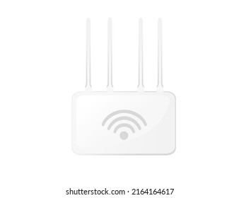 White color Wi-Fi wireless router with antennas vector illustration on white background