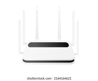 White color Wi-Fi wireless router with antennas vector illustration on white background
