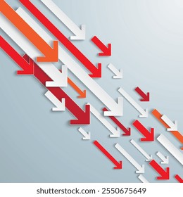 White and colored arrows with percents on the grey background. Eps 10 vector file.