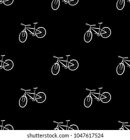 White colored bicycle random pattern on black background