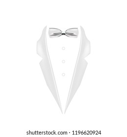 white colored bow tie dinner jacket collar icon. Element of evening menswear illustration