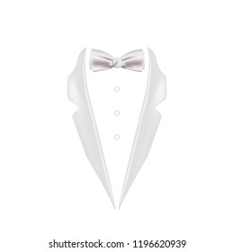 white colored bow tie dinner jacket collar icon. Element of evening menswear illustration