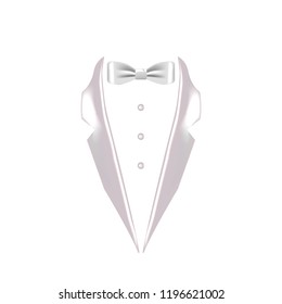 white colored bow tie dinner jacket collar icon. Element of evening menswear illustration