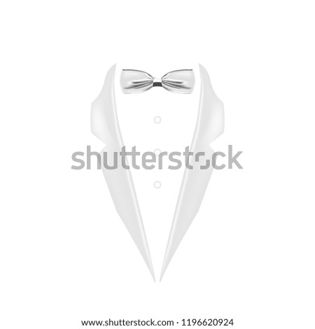 white colored bow tie dinner jacket collar icon. Element of evening menswear illustration