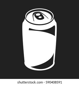White colored drink can isolated on black vector illustration.