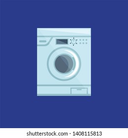 Weiße, farbige Wohnungswaschmaschine mit Schaltern vor, Vektorgrafik, Farbzeichnung oder Illustration. 