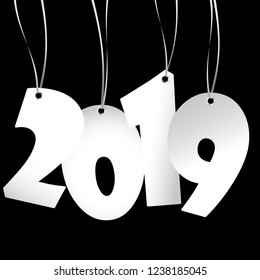 white colored hang tag numbers for New Year 2019