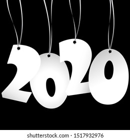 white colored hang tag numbers for New Year 2020