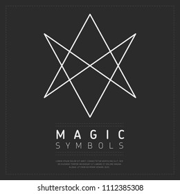 White colored linear symbol with sharp edges showing magical sorcery