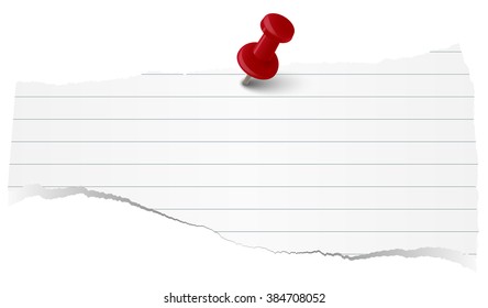 white colored lined scrap of paper with pin needle