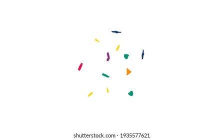 White Colored Paper Top White Background. Effect Paint Postcard. Flying Particles Card. Green Confetti Invitation Design.