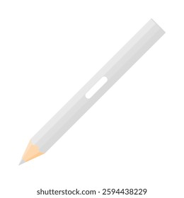 White colored pencil sharpened with a sleek design. School supplies, stationery, drawing, sketching, writing tool concept. Flat vector illustration isolated on white background with copy space