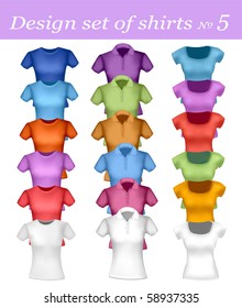 White and colored polo shirts. Photo-realistic vector illustration.