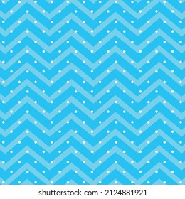 White colored round patterns on blue zigzag lines, vector dots