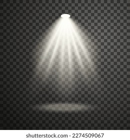 Luz escénica de color blanco. Elemento de diseño. Ilustración vectorial de las vigas transparentes de las lámparas ligeras
