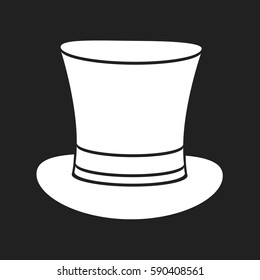 The white colored top hat isolated on black vector illustration.