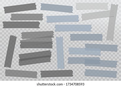 White and colorful different size adhesive, sticky, masking, duct tape, paper pieces are on white squared background
