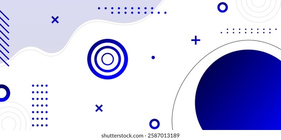 White colour abstract background with blue abstract pattern lines and rounded shapes pattern and dynamic shapes composition  wave pattern design background vector illustration.