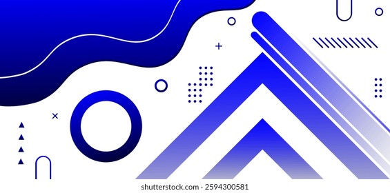 White colour abstract background with blue gradient colour wave pattern shape and dynamic shapes composition design pattern with rounded shapes design background vector illustration.Futuristic,Luxury.