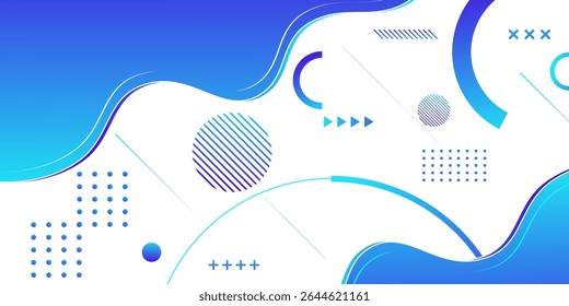 White colour abstract background with blue colour wave pattern shape and dynamic shapes composition - geometric circles design background.Futuristic Luxury pattern. Vector illustration eps10. 