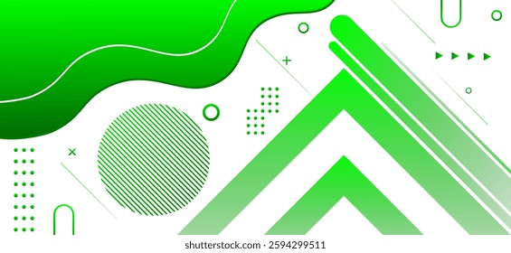 White colour abstract background with green gradient colour wave pattern shape and dynamic shapes composition design pattern with rounded shapes design background vector illustration. Futuristic.