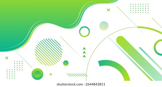 White colour abstract background with green colour wave pattern shape and dynamic shapes composition - geometric circles design background.Futuristic Luxury pattern. Vector illustration eps10. 