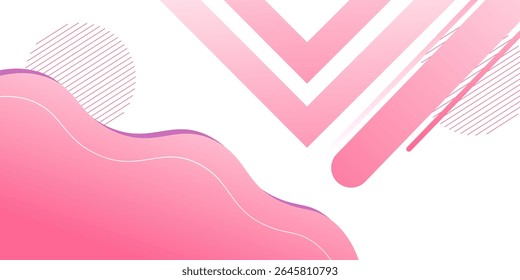 Fondo abstracto de color blanco con forma de patrón de onda de color rosa y patrón de diseño de composición de Formas dinámicas con Ilustración vectorial de fondo de diseño de Formas redondeadas.