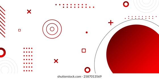 White colour abstract background with Red colour abstract pattern lines and rounded shapes pattern and dynamic shapes composition design background vector illustration.