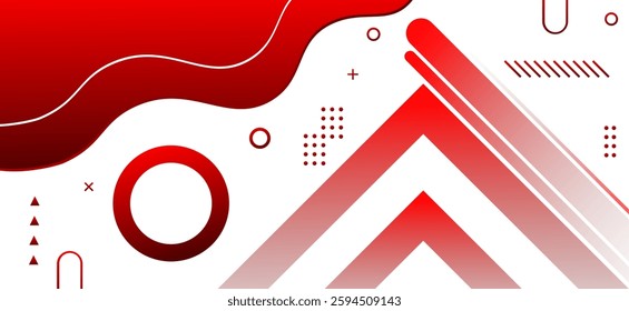 White colour abstract background with red gradient colour wave pattern shape and dynamic shapes composition design pattern with rounded shapes design background vector illustration.Futuristic,Luxury.