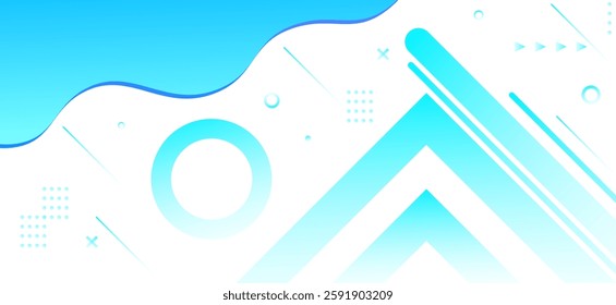 White colour abstract background with sky blue colour wave pattern shape and dynamic shapes composition design pattern and rounded shapes design background vector illustration. 
