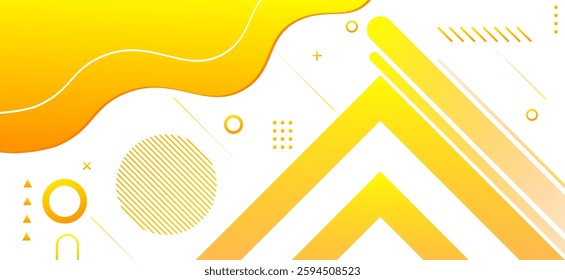 White colour abstract background with yellow gradient colour wave pattern shape and dynamic shapes composition design pattern with rounded shapes design background vector illustration.Futuristic.