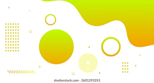 White colour abstract background with yellow and orange gradient colour wave and geomatric rounded shapes pattern design background vector illustration eps10. Futuristic Luxury graphic degital pattern