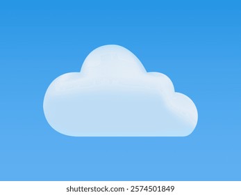 White colour cloud shining in Blue sky background. Cloud icon, cloud shape. Different shapes clouds gradient and 3d design. Design for element for logo, web and print.