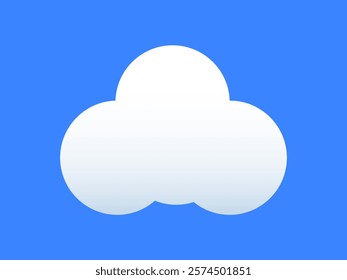 White colour cloud shining in Blue sky background. Cloud icon, cloud shape. Different shapes clouds gradient and 3d design. Design for element for logo, web and print.