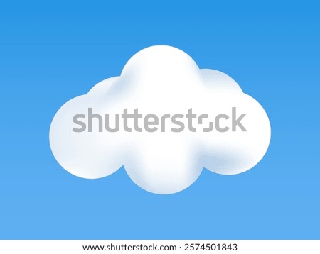 White colour cloud shining in Blue sky background. Cloud icon, cloud shape. Different shapes clouds gradient and 3d design. Design for element for logo, web and print.