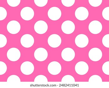 white colour polka dots pattern over hot pink useful as a background
