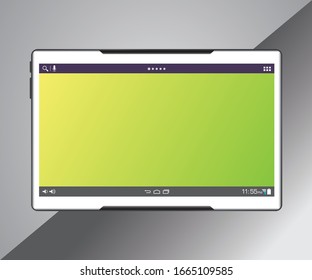 White colour tablet computer with green colour screen
