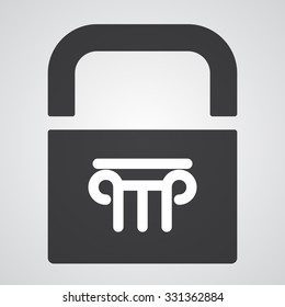 White Column icon on black pad lock
