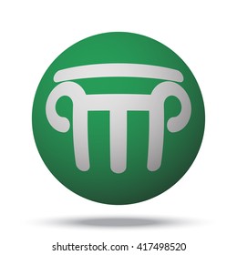 White Column web icon on green ball