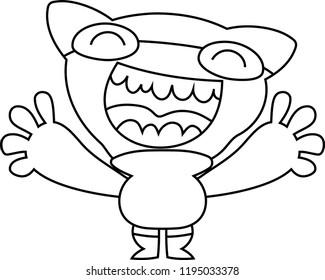 White Comic cute monster vector