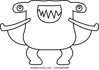 White Comic cute monster vector