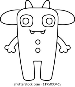 White Comic cute monster vector