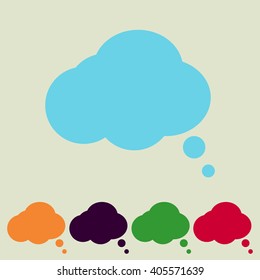 White comic speech bubbles, flat design icon, colors template, vector illustration